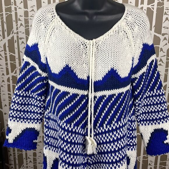 Boho Fringed Trim Sweater Mini Dress / Tunic sz XS - Picture 5 of 7